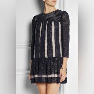 AUTH Red Valentino Lace and Tulle Dress - Navy